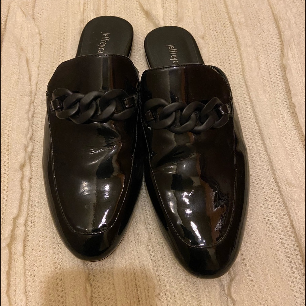 Beautiful patent leather Jeffrey Campbell mules